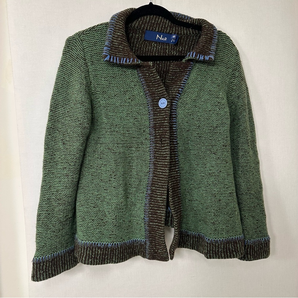 Natural Fiber Green Women's Sweater Cardigan